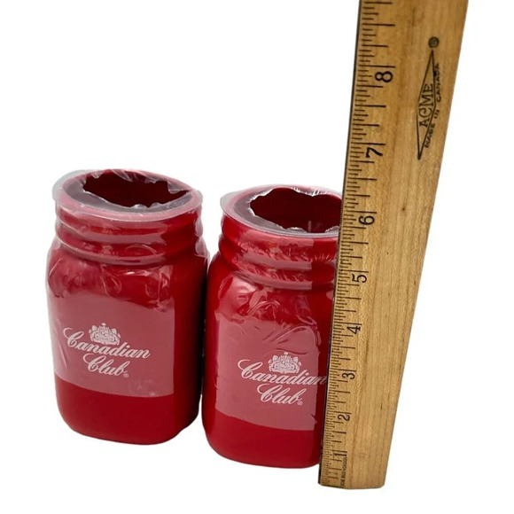 Canadian Club Ceramic Jar Lot 2 Whisky Red Maple Leaf Mason Jar Promo New - Picture 7 of 7